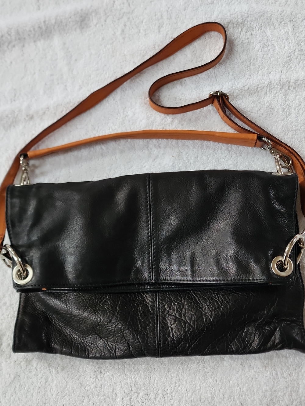 Lavorazione Artigianale Women's Black Leather Crossbody Bag Preowned - Picture 4 of 9